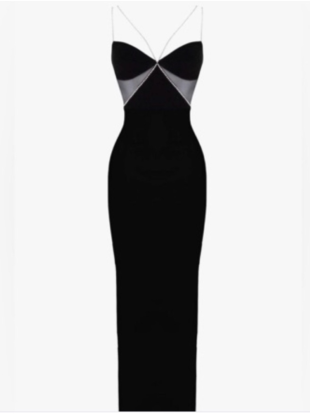 Heiress Beverly Hills New Black Diamanté Crystal-Detail Strappy Maxi Dress - Picture 3 of 14